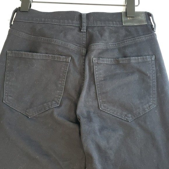 Express Skinny High Rise Jeans Women Size 2R Black Denim 5 Pockets Logo Stretch - Picture 10 of 12